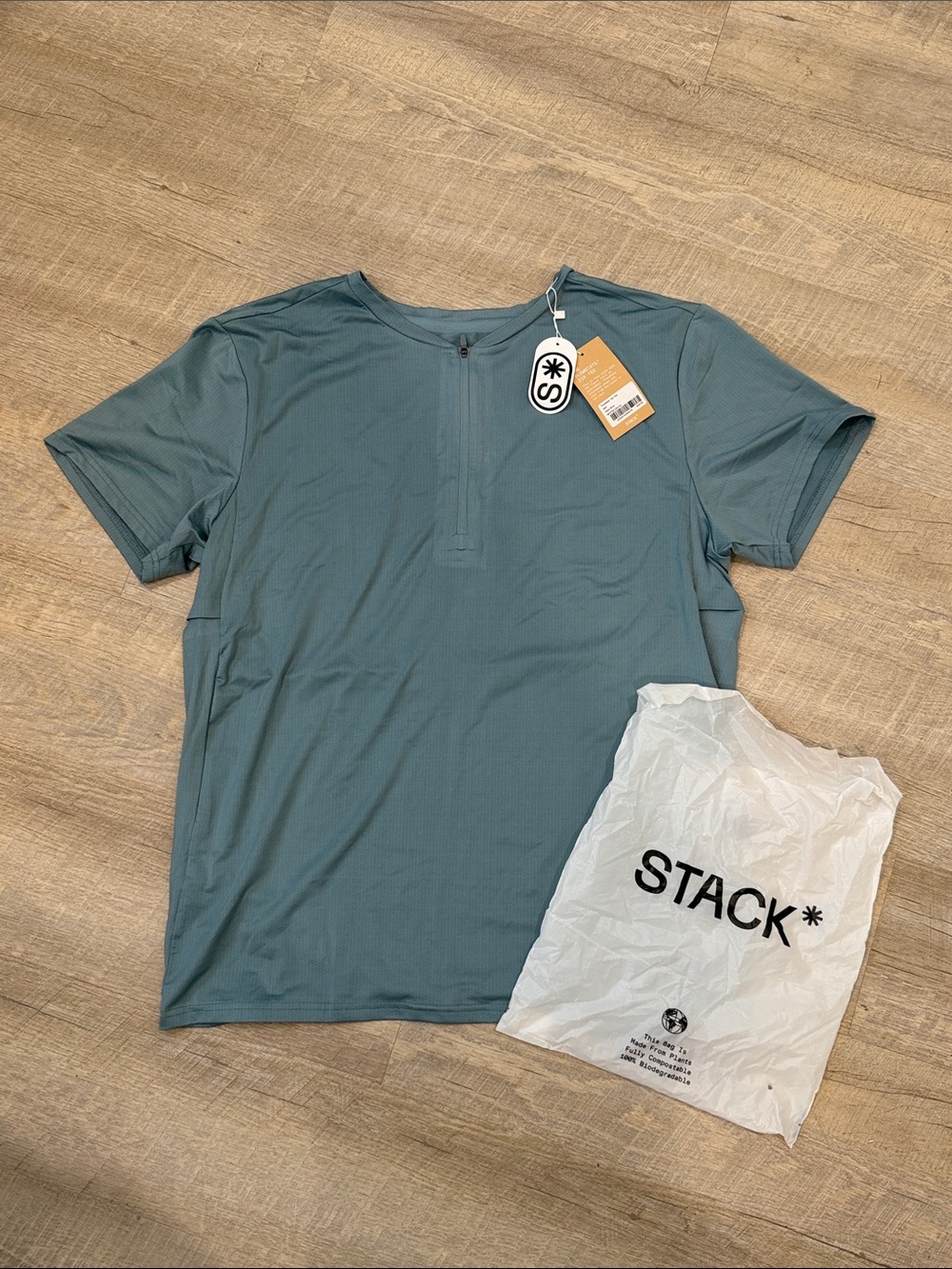 NWT Men’s Stack* Flowstate Zip Tee — Slate Blue
